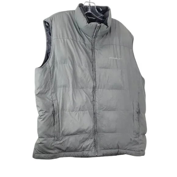 Eddie Bauer Men's Gray 650 Sleeveless Padded Outdoor Puffer Vest Size Large