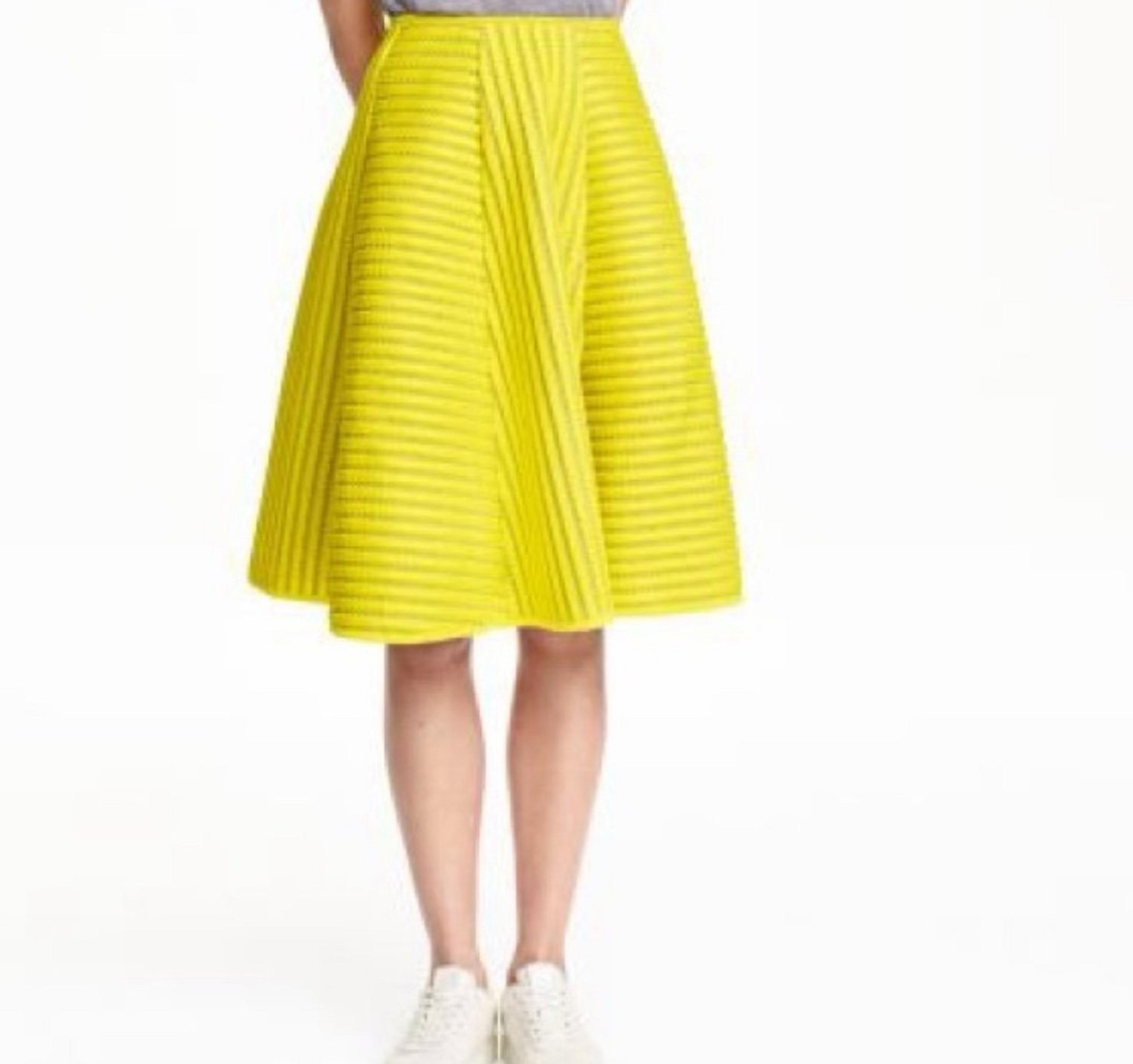 H&M Yellow High Waist Knee Length Skirt