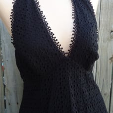 Black Mischka Sophia Eyelet Halter Dress