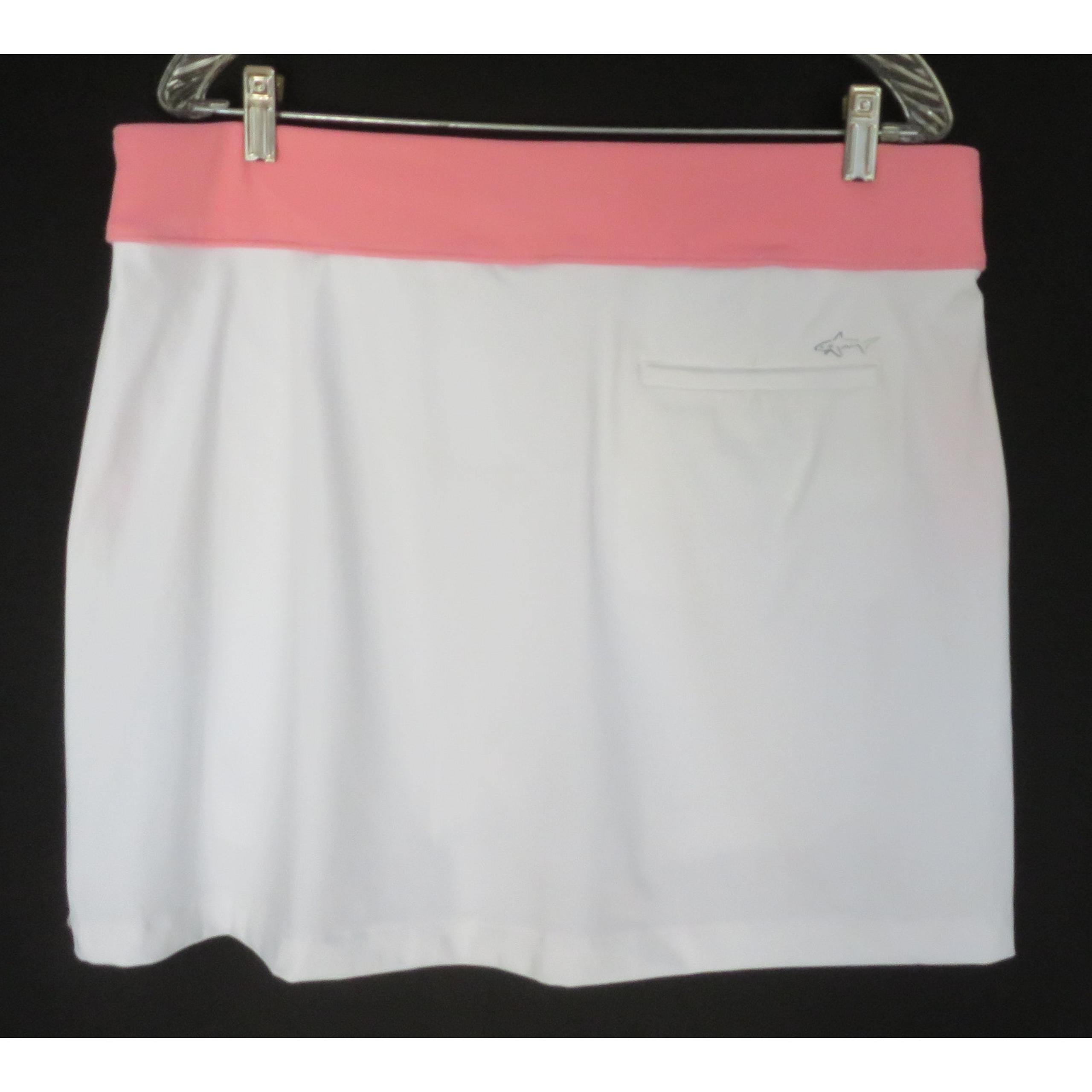 New GREG NORMAN White/Pink 4-Way Stretch Golf Skort Women's Sz L