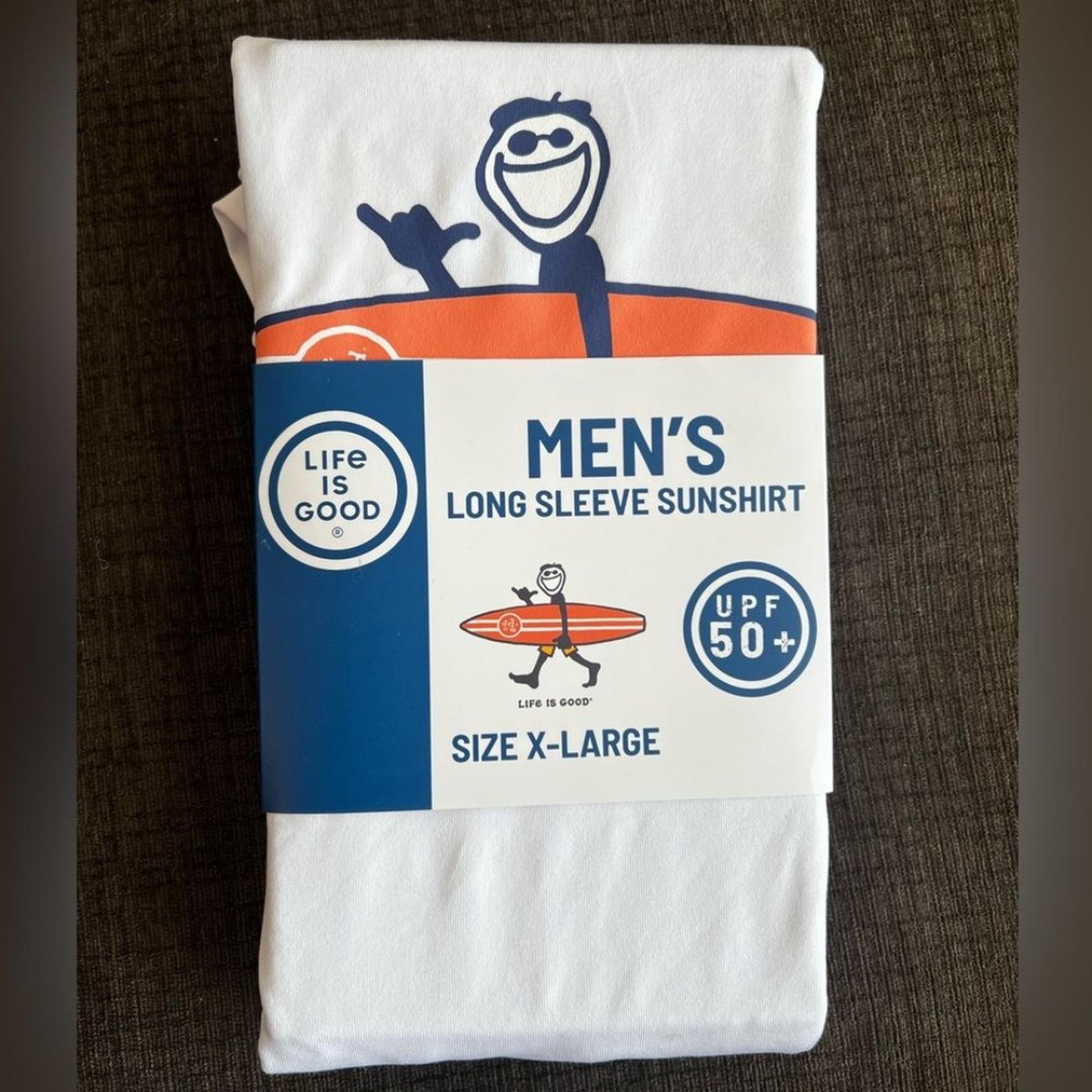 NEW Life is Good Mens Long Sleeve Sunshirt UPF 50+ White Lightweight Size XL