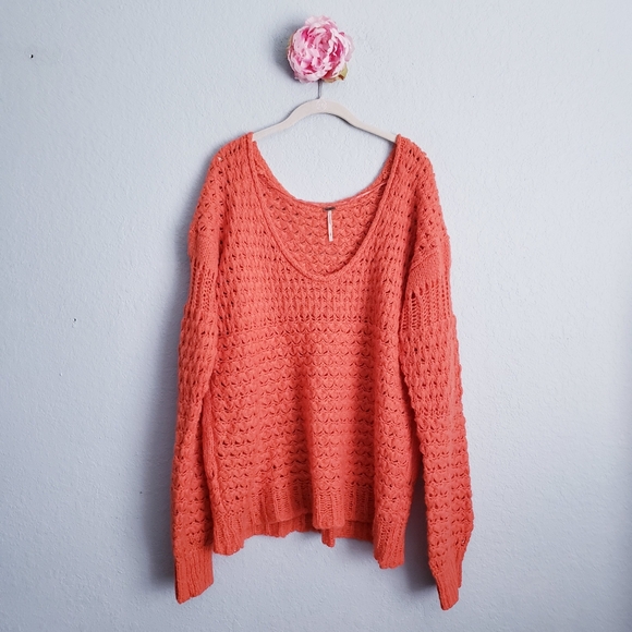 Free People Crushing Waves Sweater in Orange