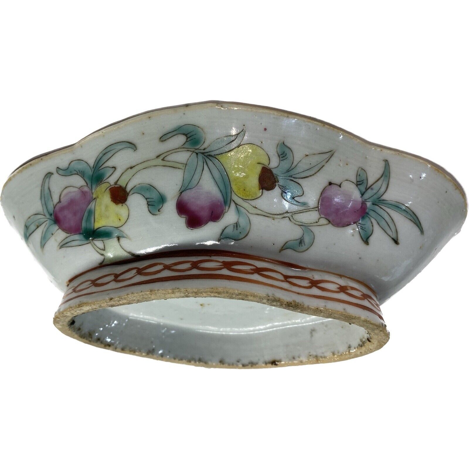 Antique Chinese Pomegranate Elongated Bowl Late 19th Century Fruit Dish EUC