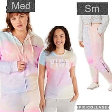 PINK FLEECE SKINNY JOGGERS SHORT SLEEVE TEE FULL ZIP HOODIE FREYA TIE DYE