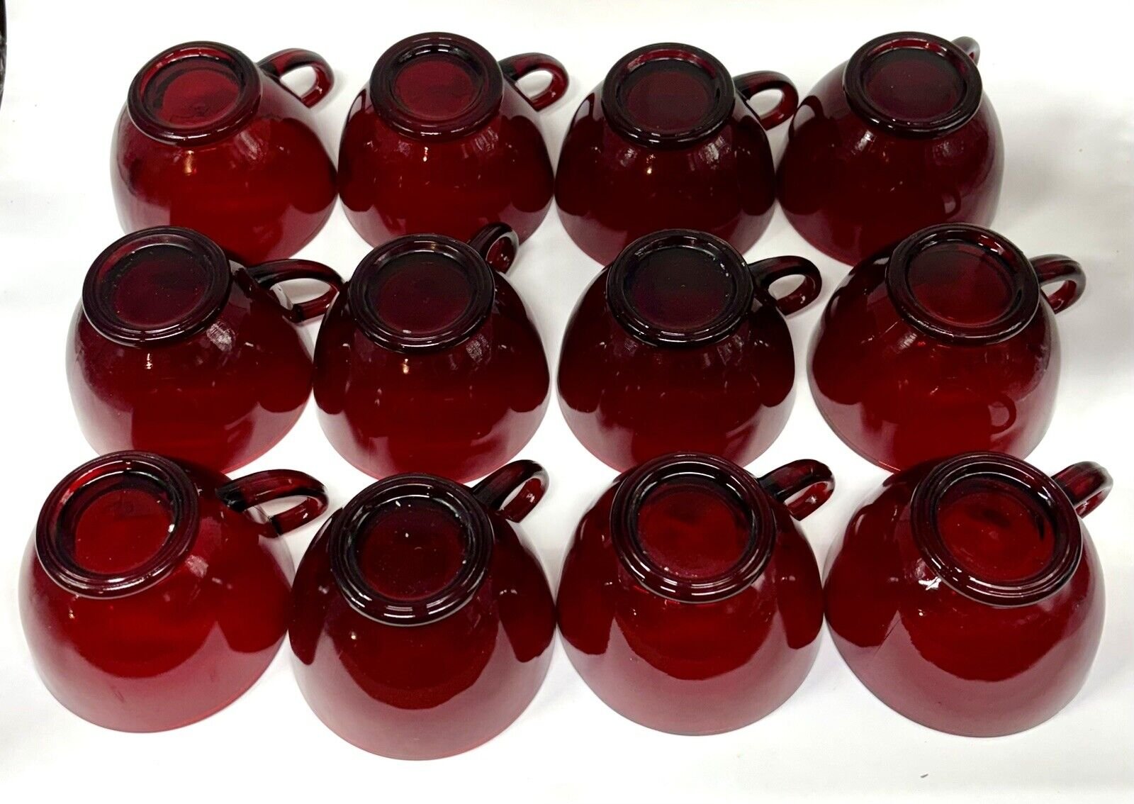 Vintage Ruby Red Anchor Hocking Glass Cups Lot Of 12