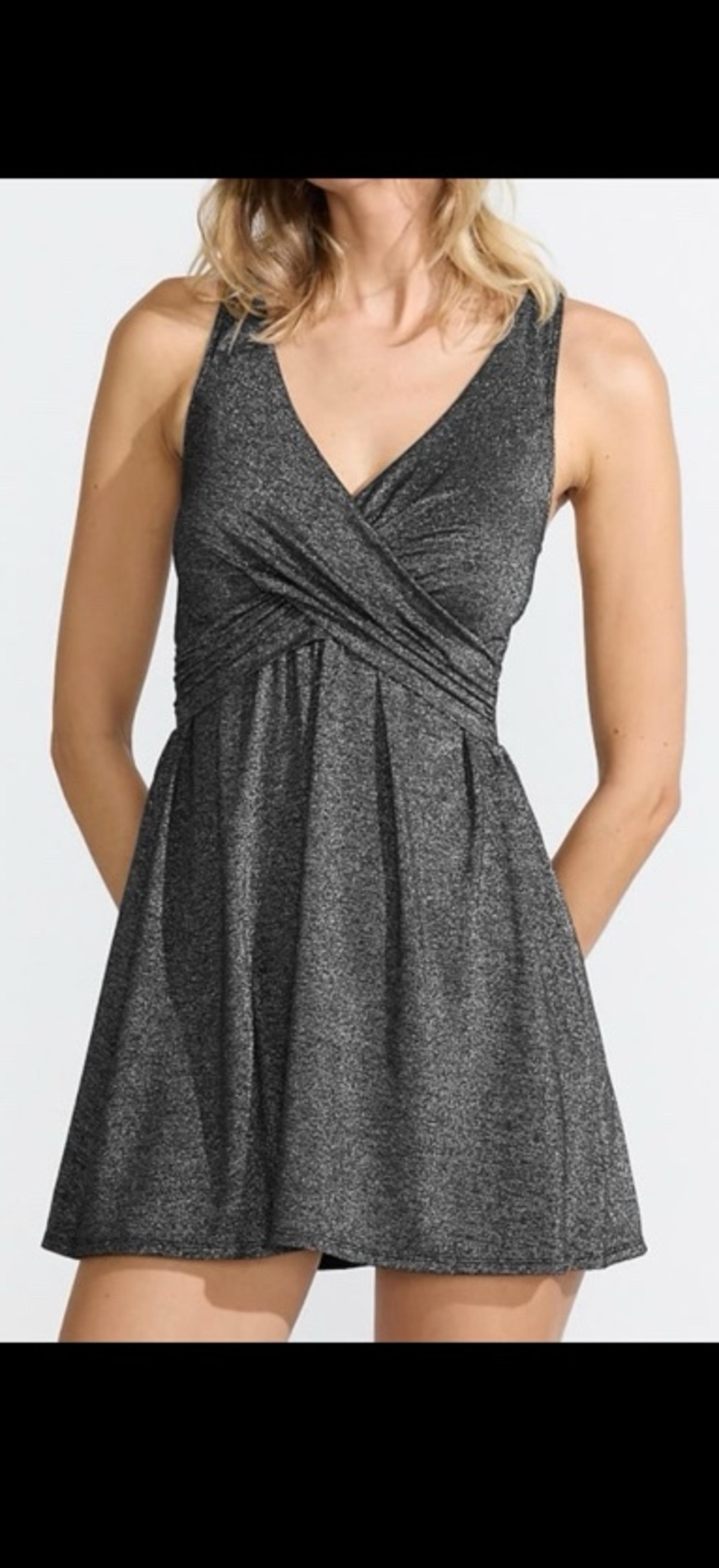 NEW 22W Lands’ End Women's Slender Suit Shine Wrap Swim Dress Swimsuit