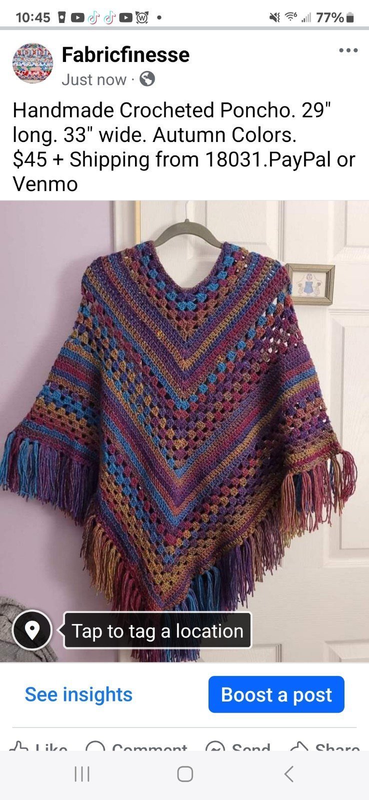 Handmde Crocheted Poncho