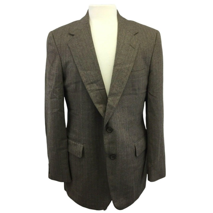 Dorman Winthrop Sport Coat Men 41 Gray Brown Herringbone Wool Suit Jacket Blazer