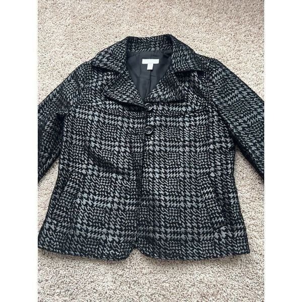Charter Club Lapel Collar 2-Button Cape Blazer Jacket Silver Metallic 10P