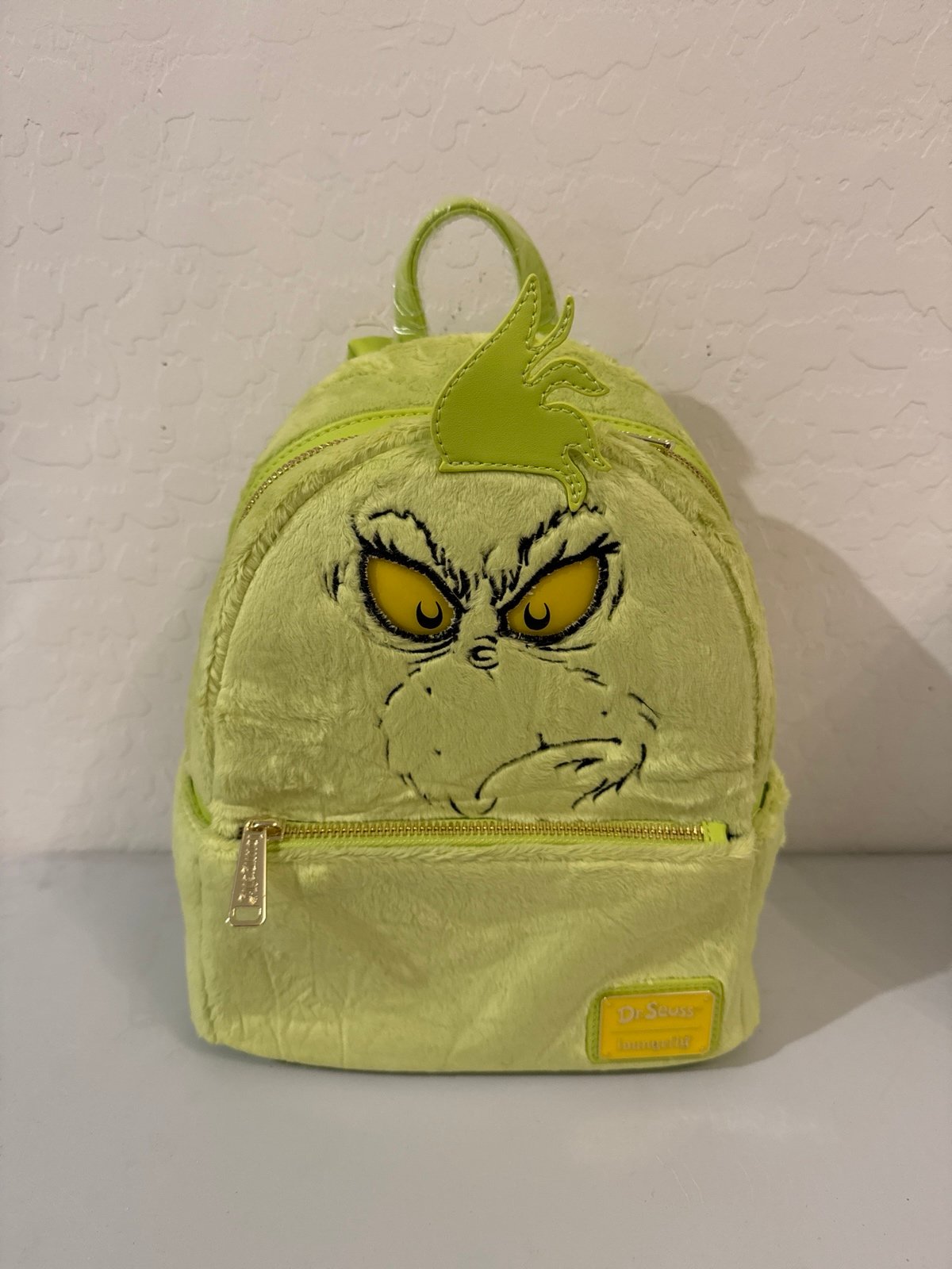 Loungefly Dr Seuss' Grinch Plush Cosplay Light Up Mini Backpack NWT