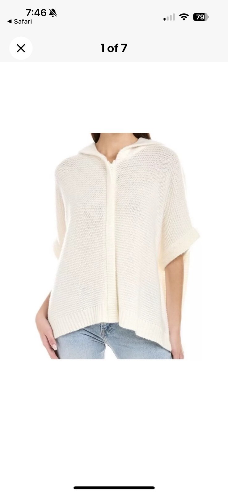 Johnny Was Calme sweater cardigan cocoon zip S
