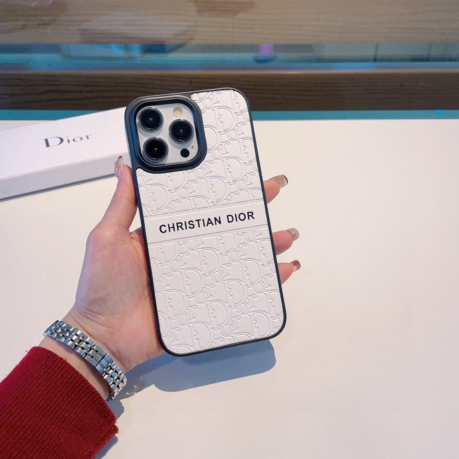 White lettered phone case