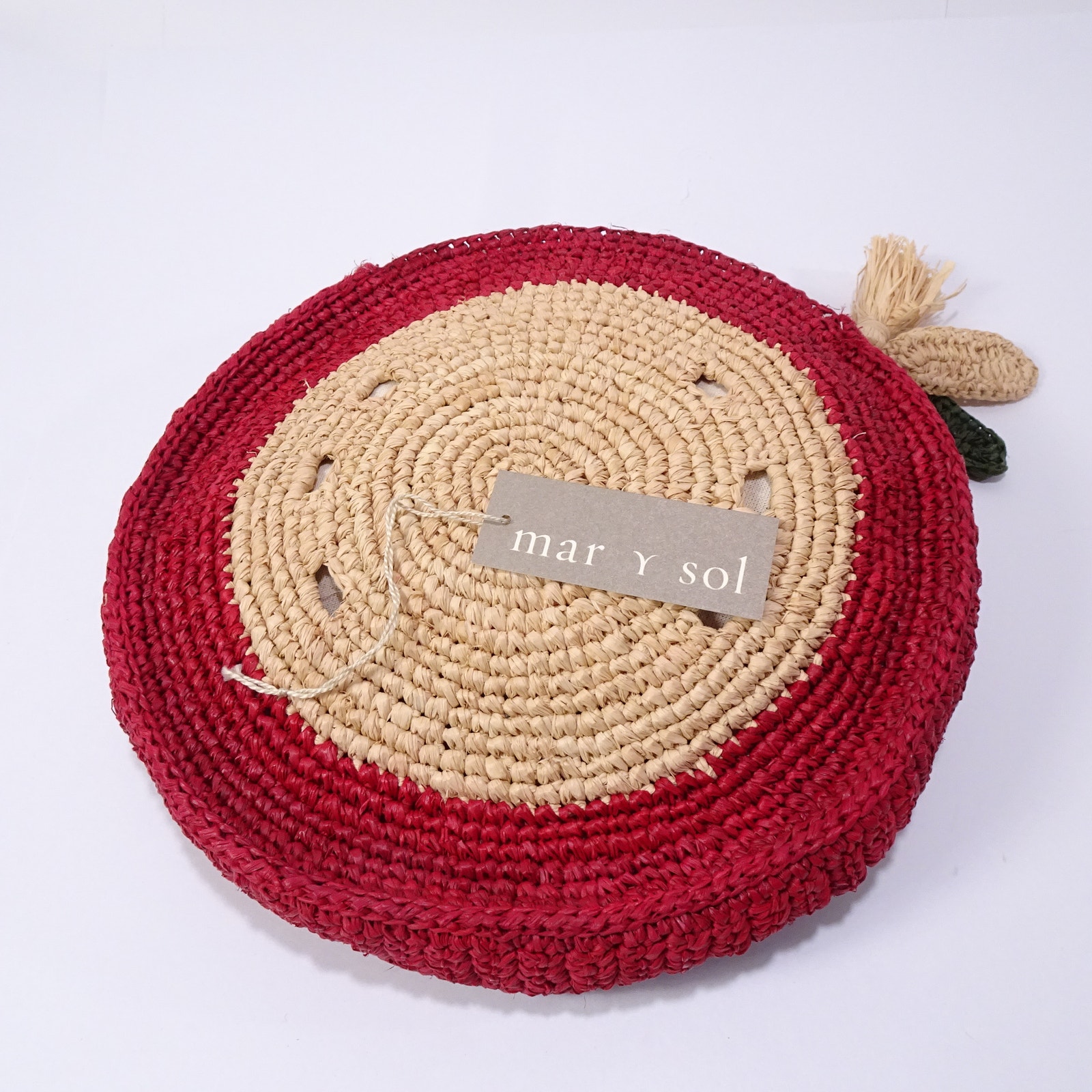 Mar Y Sol Women's Woven Raffia Watermelon Clutch Purse NWT 145 Red Beige