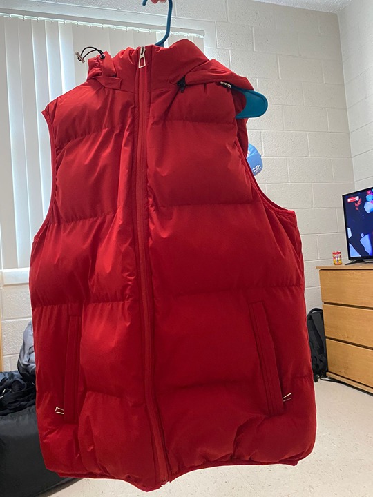 red vest puffer