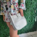 Silver messenger bag with strap