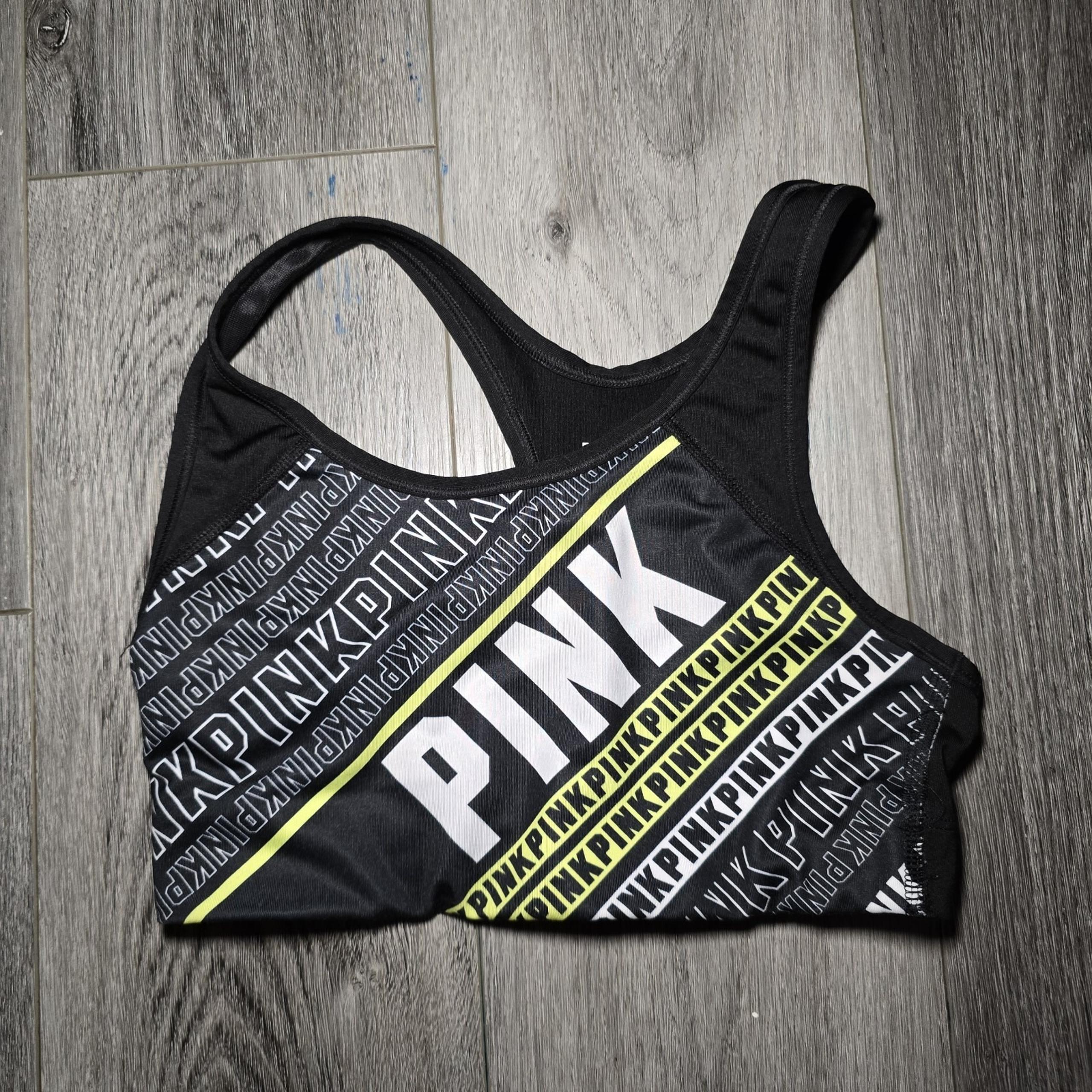 Victoria's Secret PINK Ultimate Sports Bra Womens Size Small Black Green Active