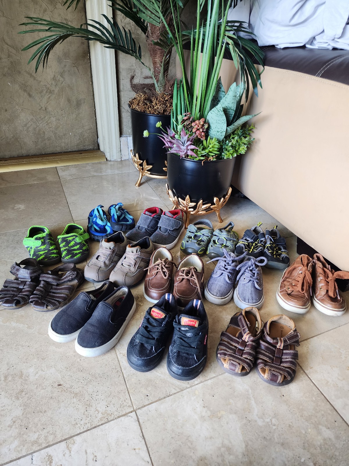Lot of shoes dress shoes sneakers size 6 toddler Levi's beach shoes