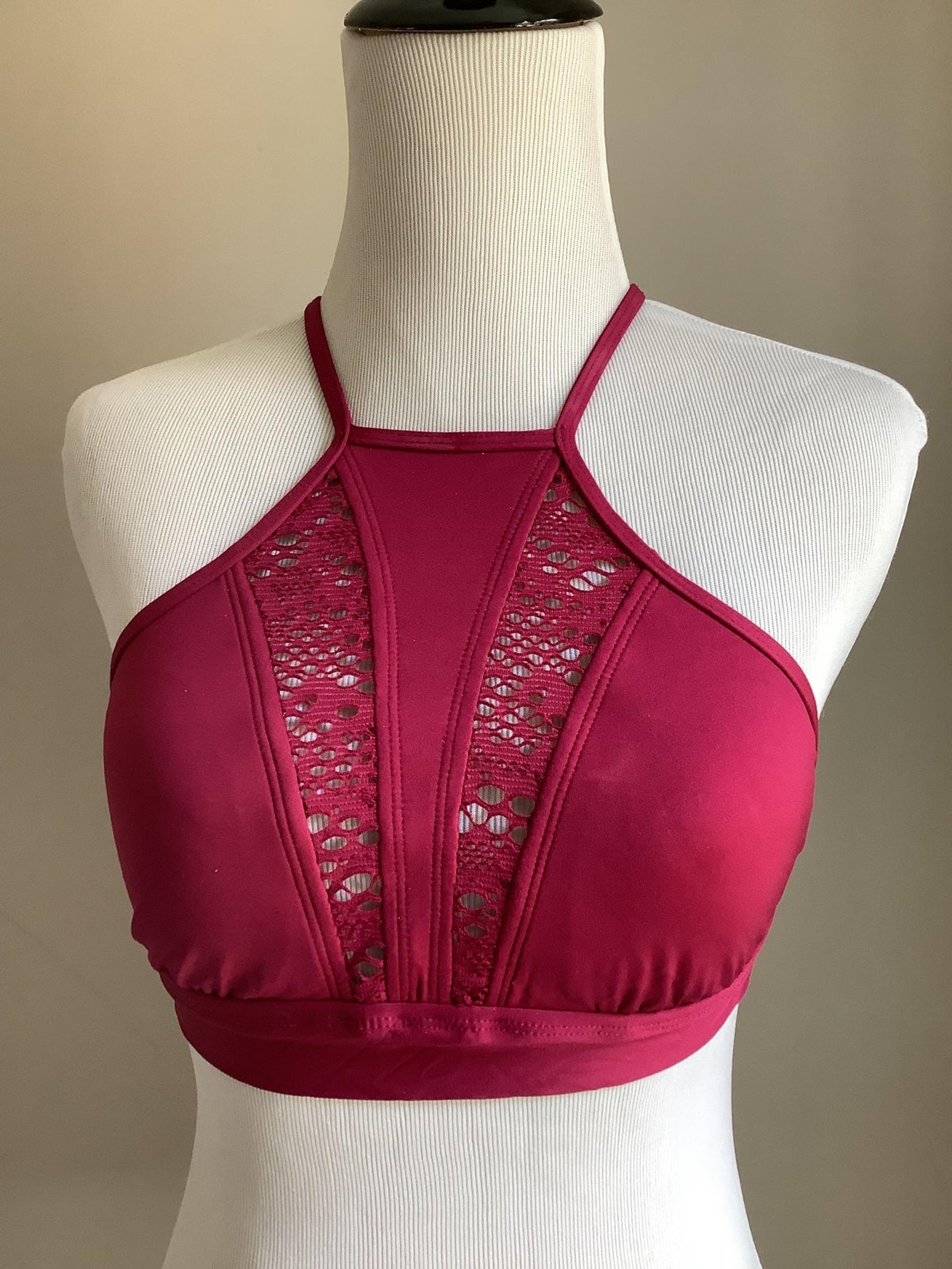 Mossimo maroon high-neck swim top size S