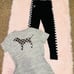 VS PINK checkered bling sequin dog lace tie legging pants campus tee shirt