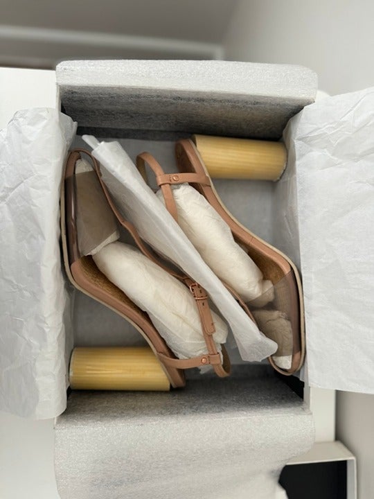 Veronique Barnquinho Leather Raffia and PVC Nude Block Heel T-strap Sandals