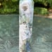 Green moss agate tower with druzy !