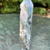 Green moss agate tower with druzy !