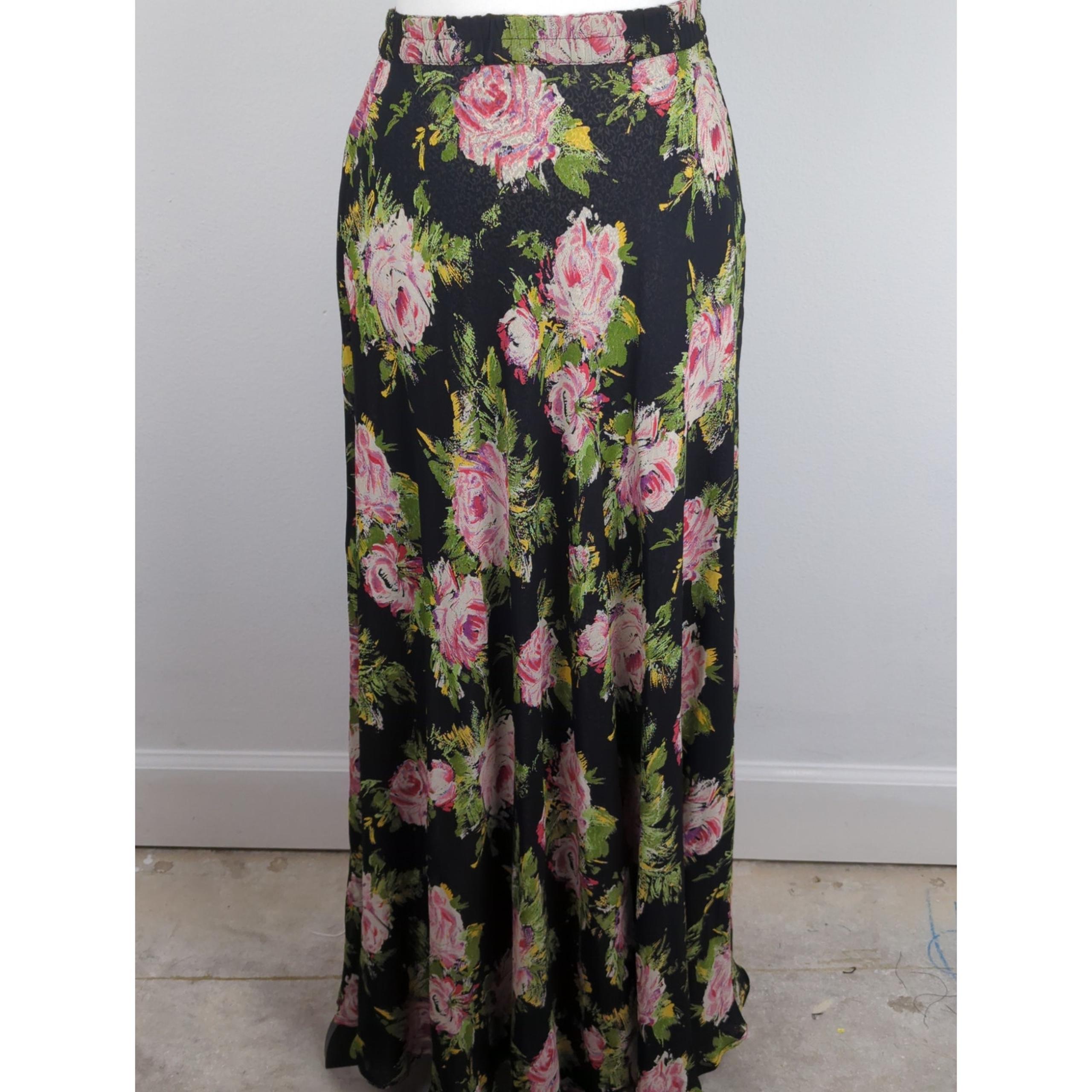 Carol Anderson collection reversible 90's skirt sz S elastic waist Dark floral.