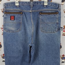 Y2K Riggs Workwear by Wrangler dura smiled Med wash loose fit tapered jeans42/32