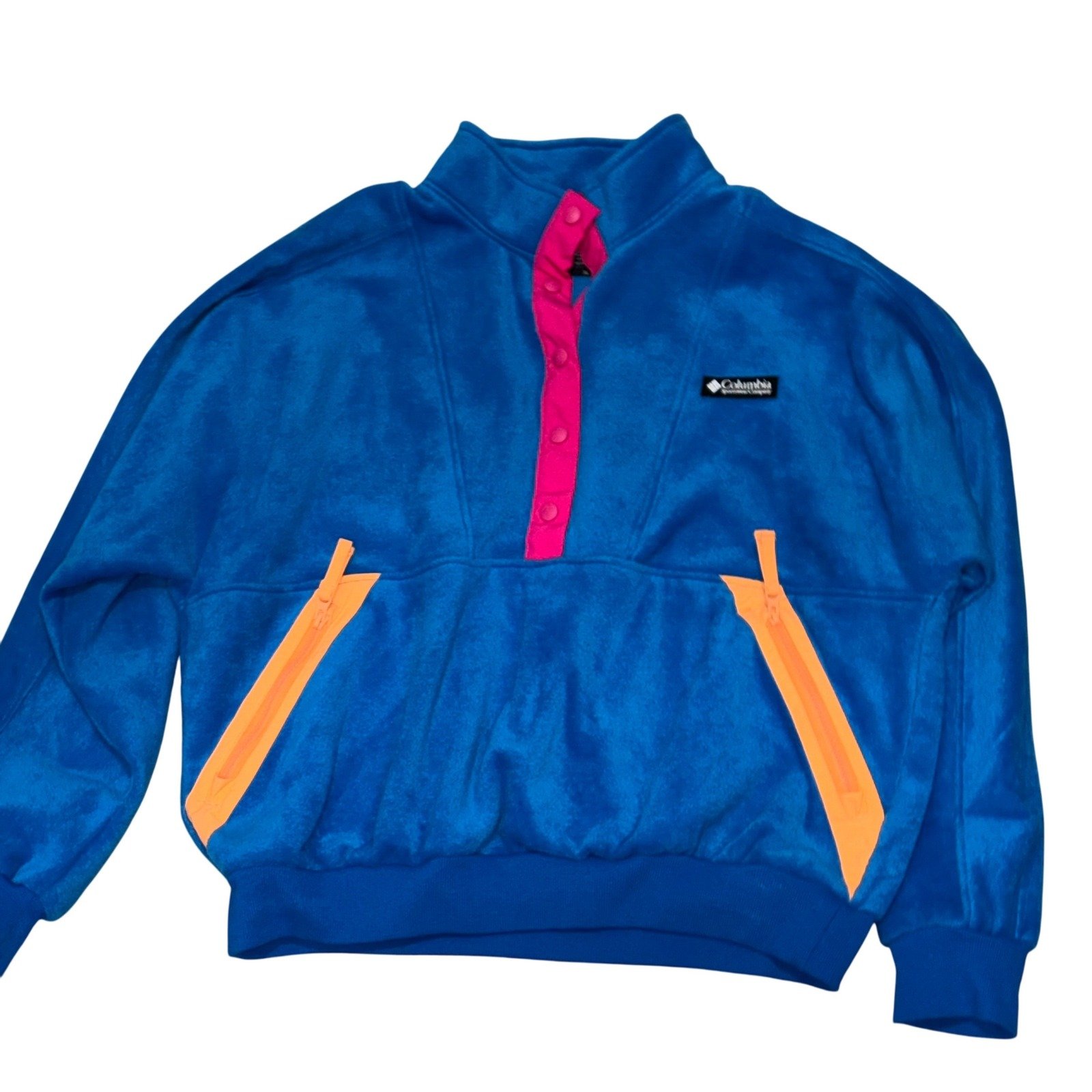 Columbia Wintertrainer Fleece Pullover Womens XL Snap Front Pockets Heritage