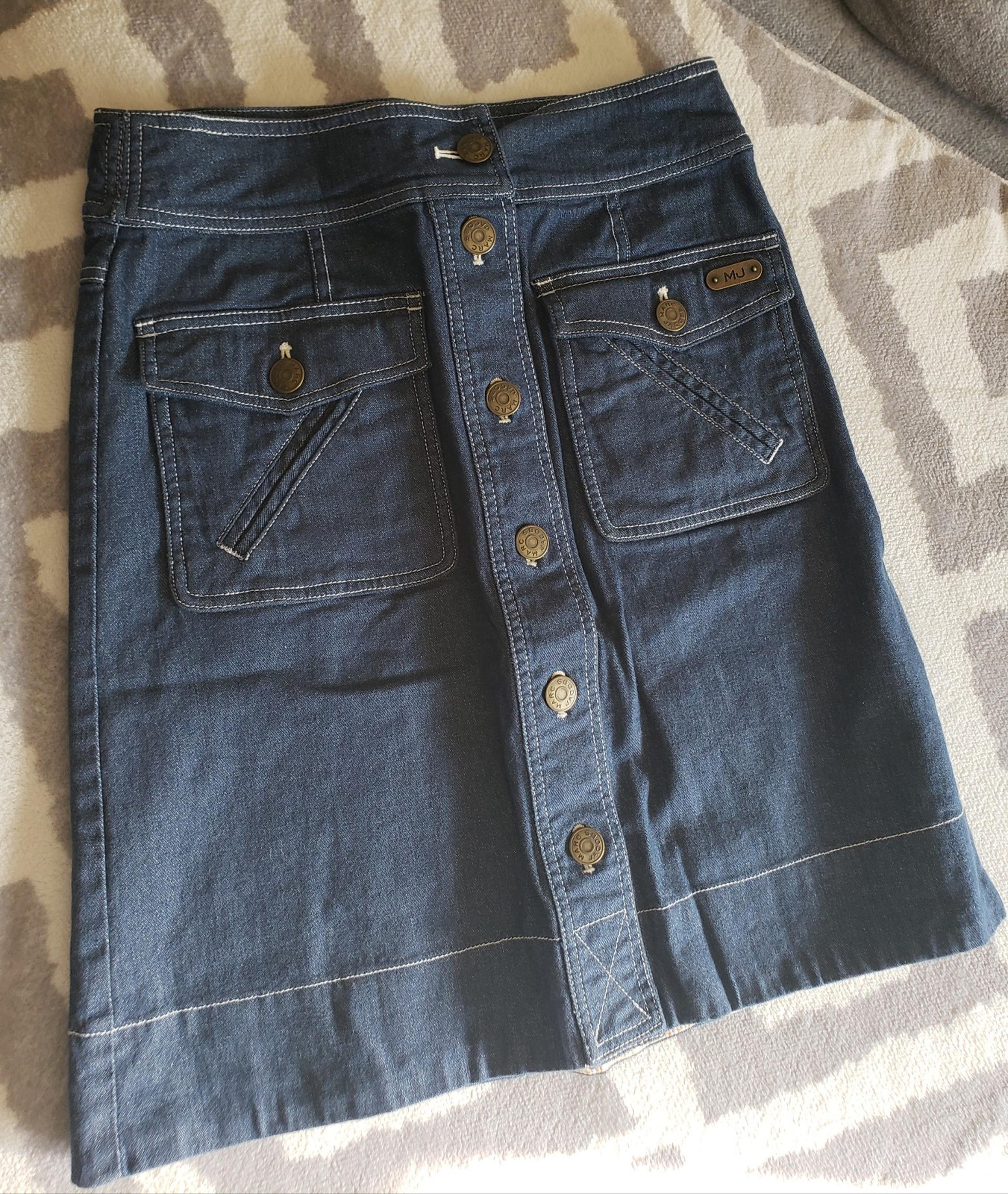 Marc By Marc Jacobs Button Front Jean Skirt Stretch Knee Length Size 2