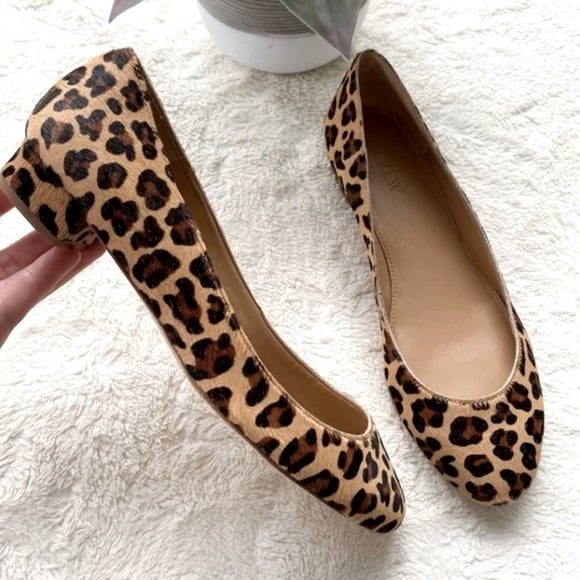 NEW J. Crew Lily calf hair covered-heel flats