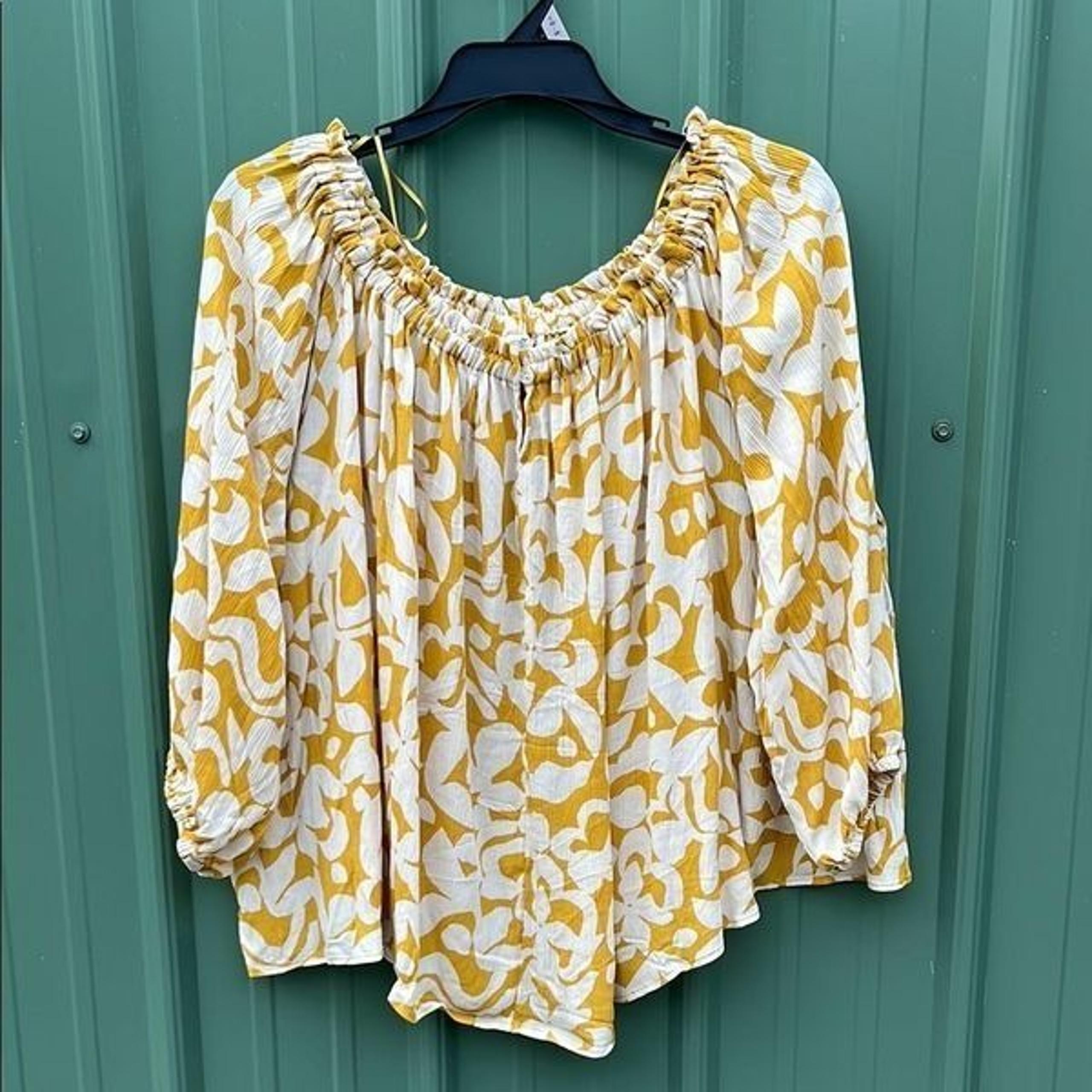 Women's Off The Shoulder Blouse Long Sleeves Lightweight Size 1X
