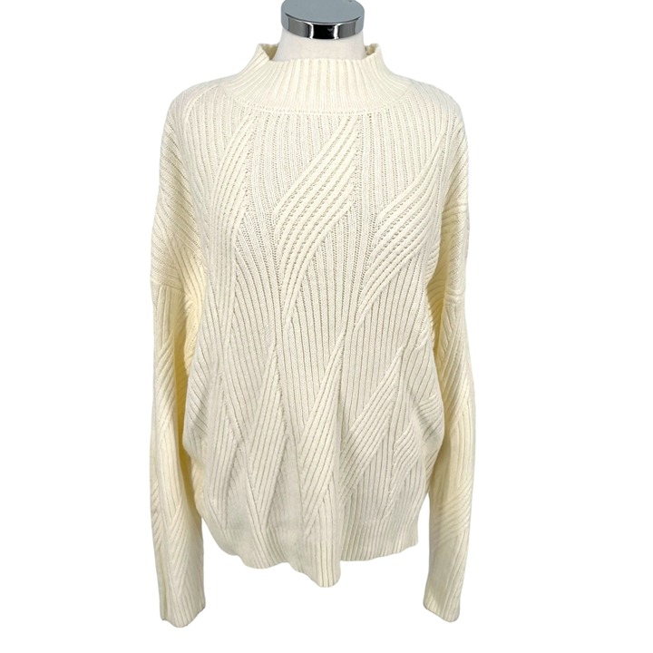 Market & Spruce Cozy Mock Neck Shaker Sweater Cream Size XXL NWT
