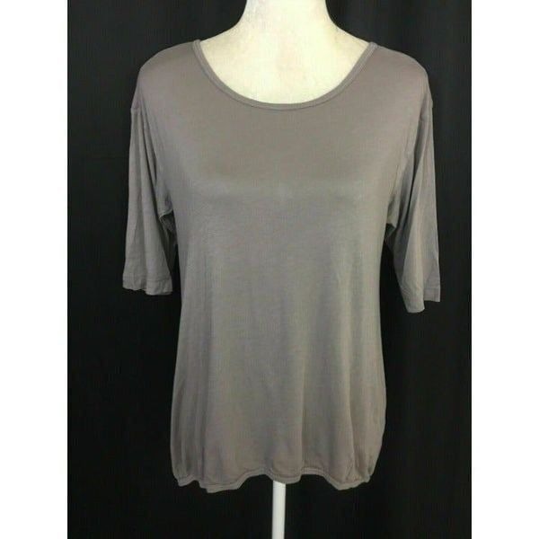 Wilt Womens Scoop Neck Short Sleeve Solid Gray Top Xs
