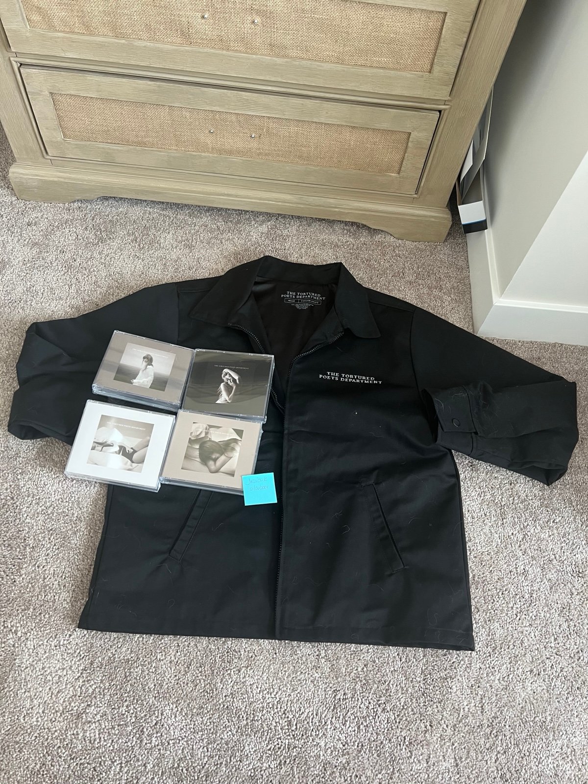 Taylor Swift TTPD black jacket M w/ 4 SEALED collectors edition CD’s