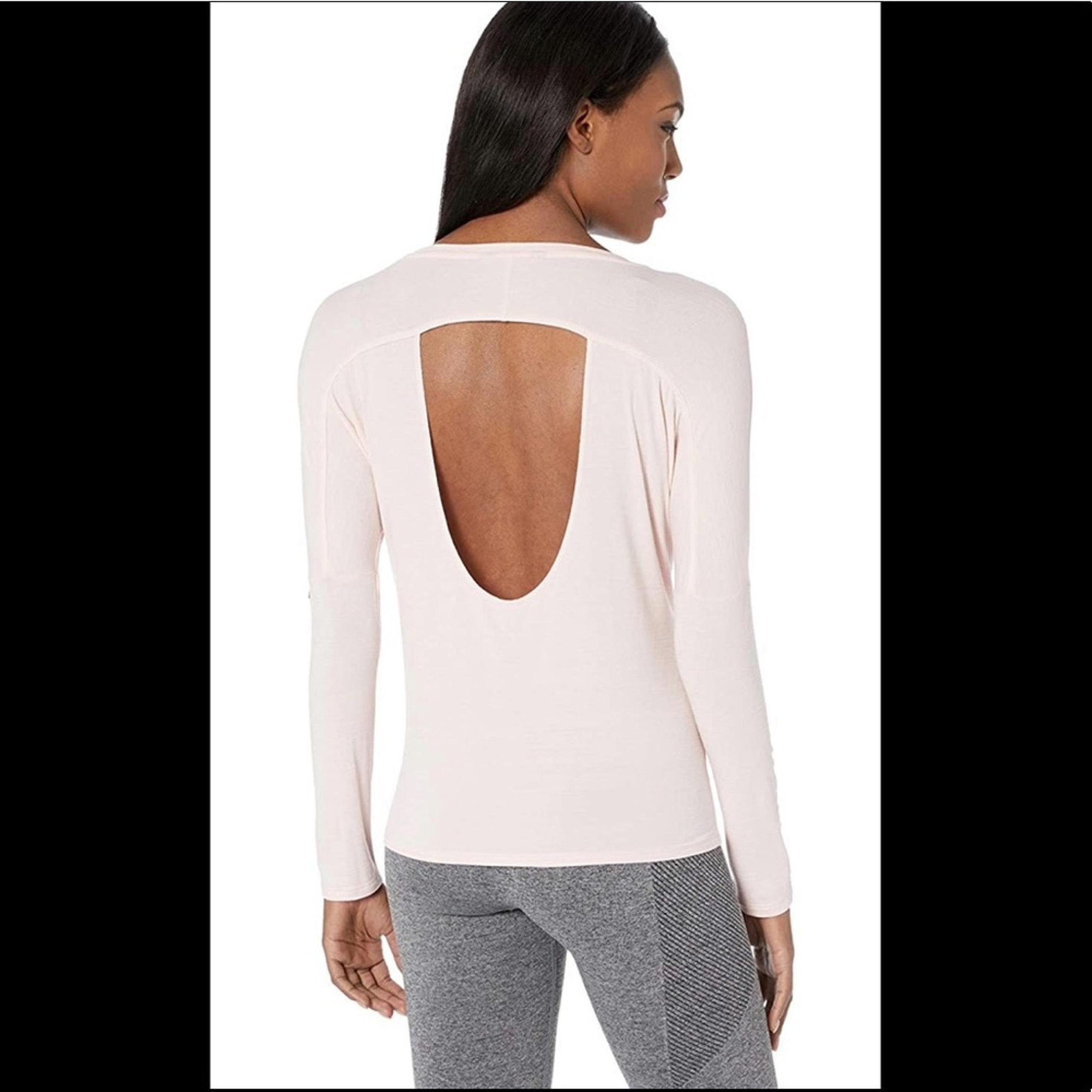 SKECHERS Womens Athleisure GoRun Long Sleeve Open Back Workout Top Pink XS