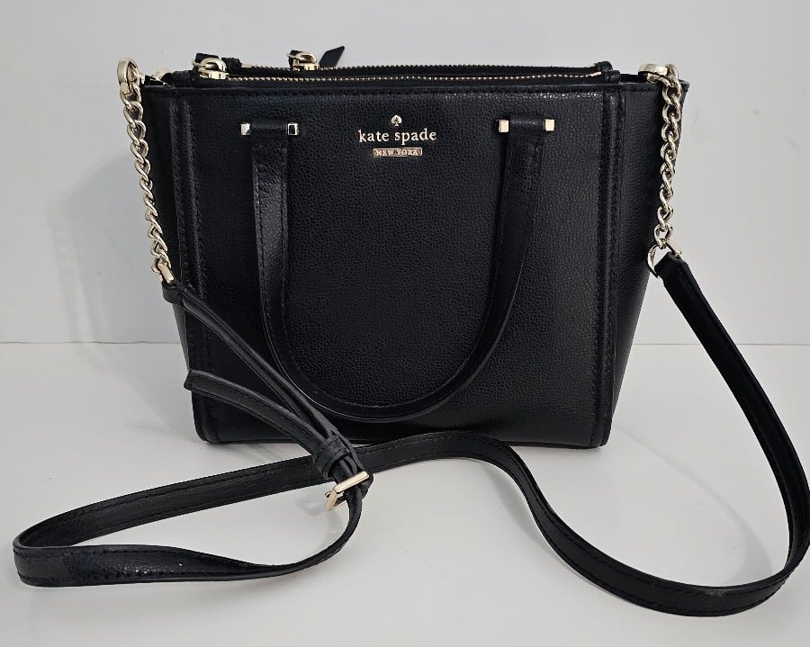 Kate Spade black leather crossbody open top
