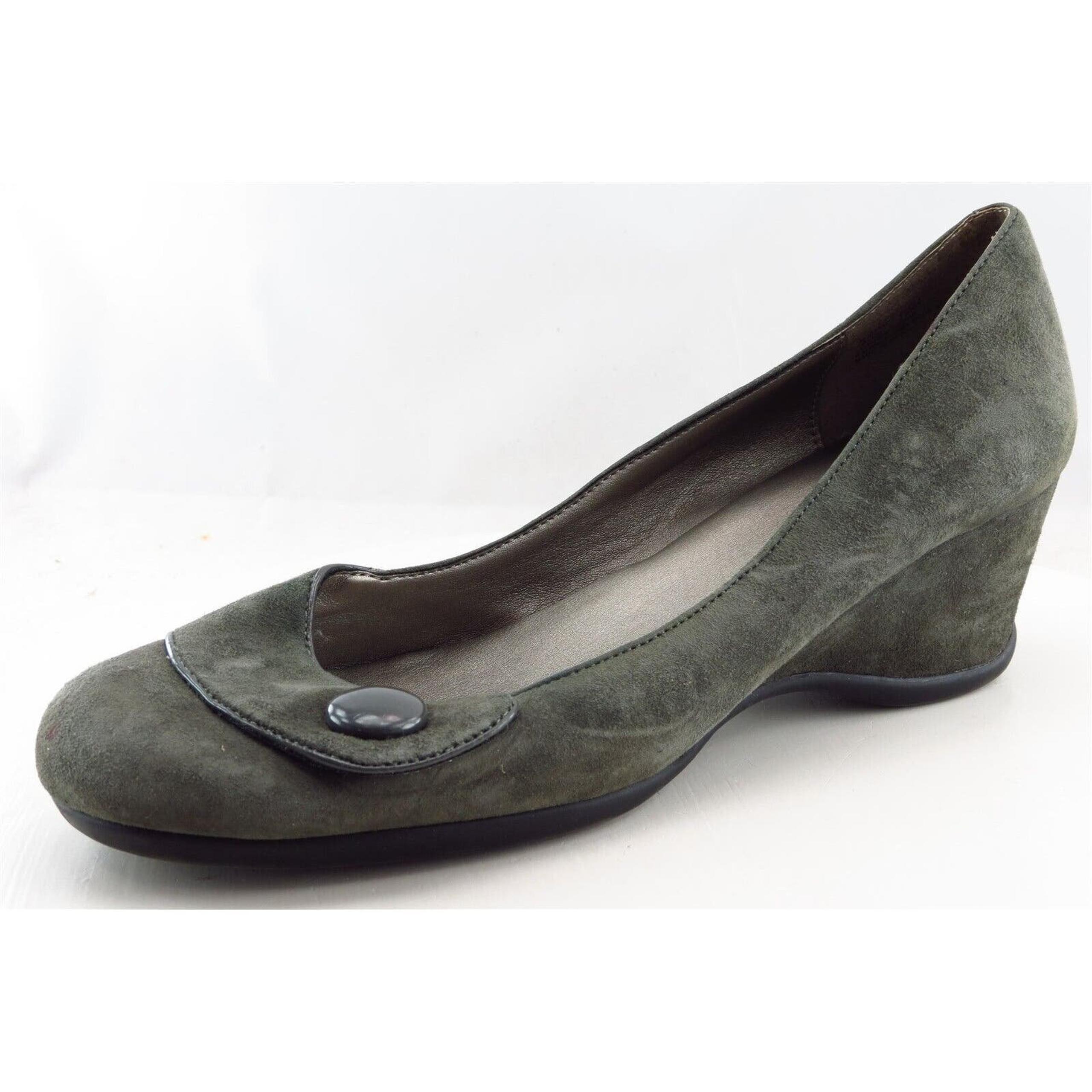 Me Too Wedge Gray Leather Women Shoes Size 10 Medium
