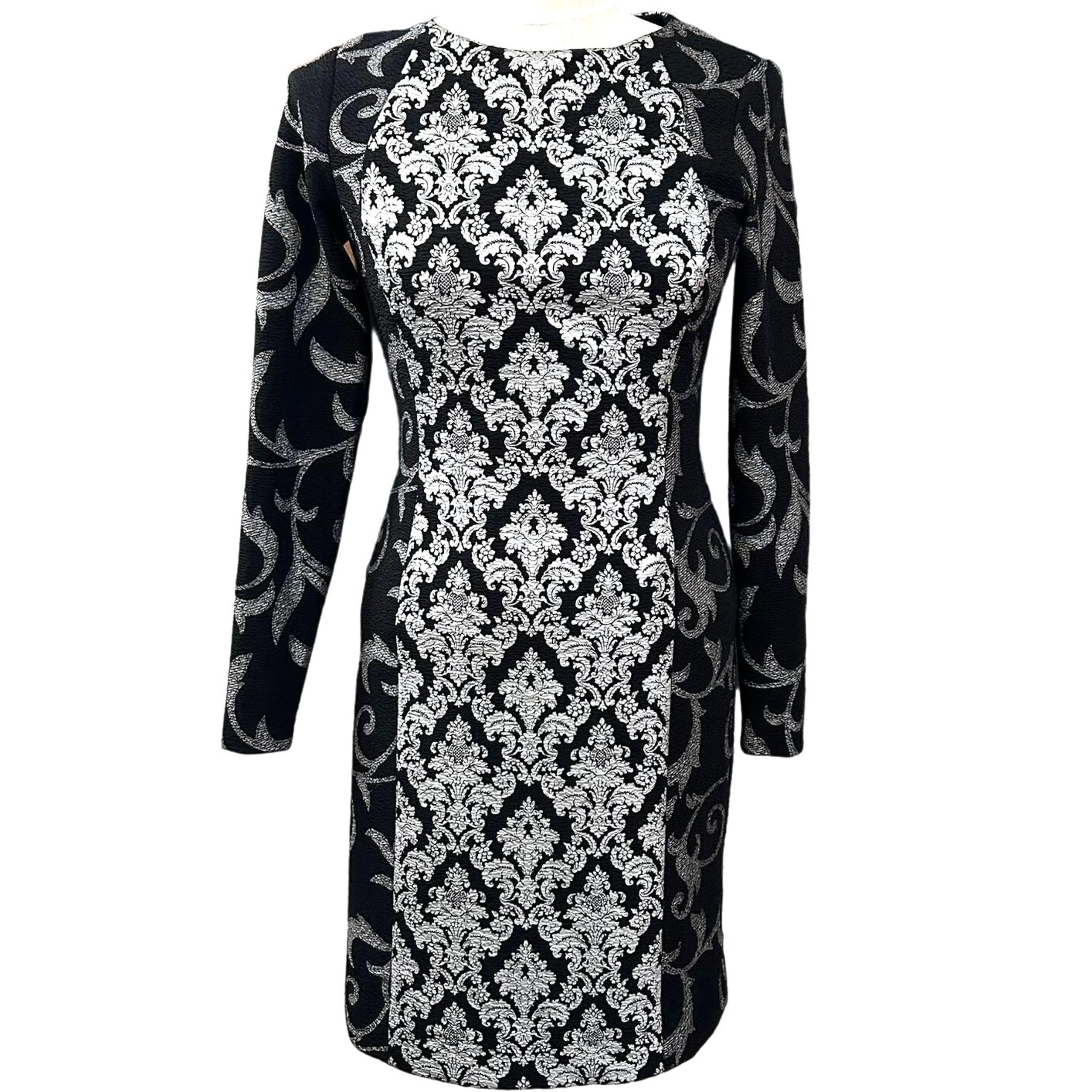 Antonio Melani Silver Filigree Sheath Dress SIZE 2 Glam Wedding Cocktail Party