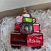 Santa Riding a Fire Truck full of Christmas Gifts Glass Ornament Neiman Marcus
