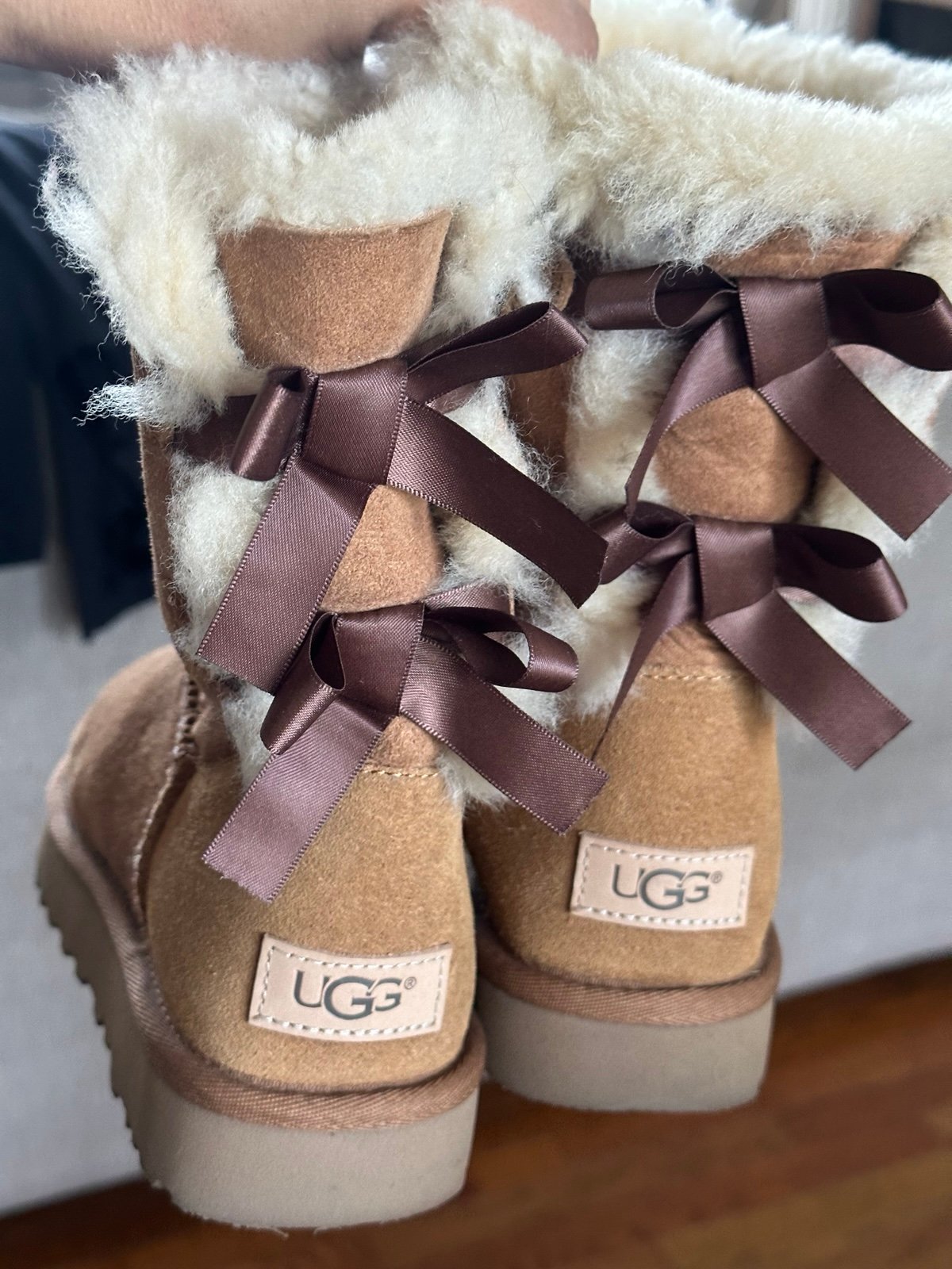 UGG boots with ribbon tie back