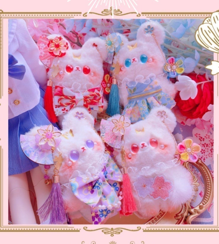Pink Japanese Sakura Lolita cosplay Plush Bear