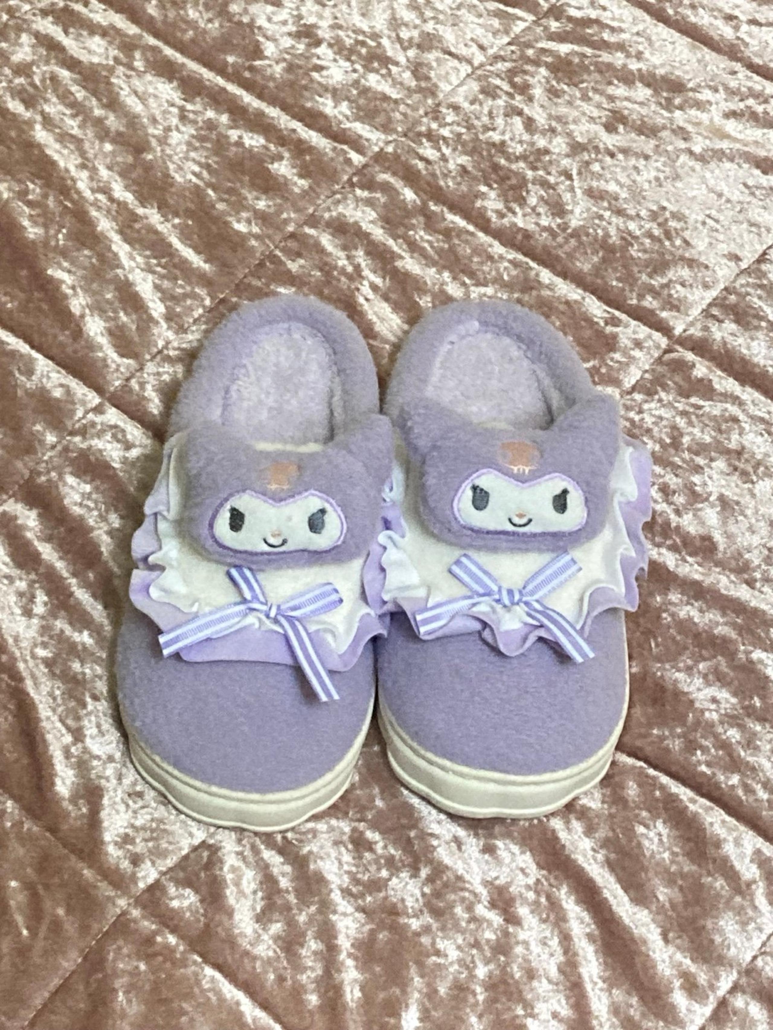 Kuromi Fuzzy Plush Slippers | Unisex Shoes