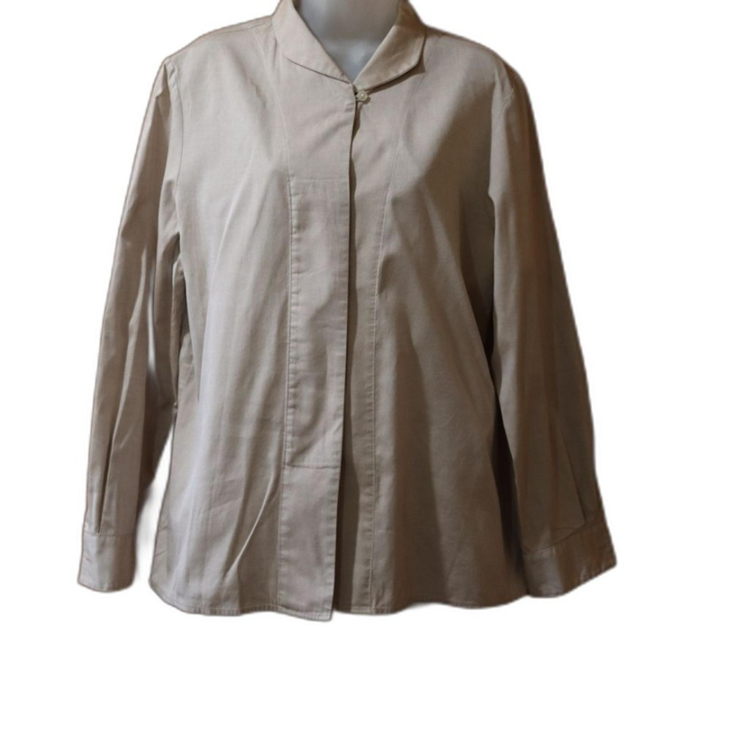 Orvis Tan Button Down Shirt with Mandarin Collar 14