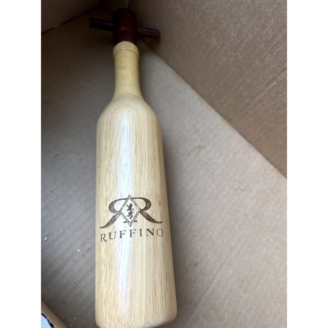 Ruffino Wooden Wine Bottle Pepper Mill Grinder 14.5 Mid Century