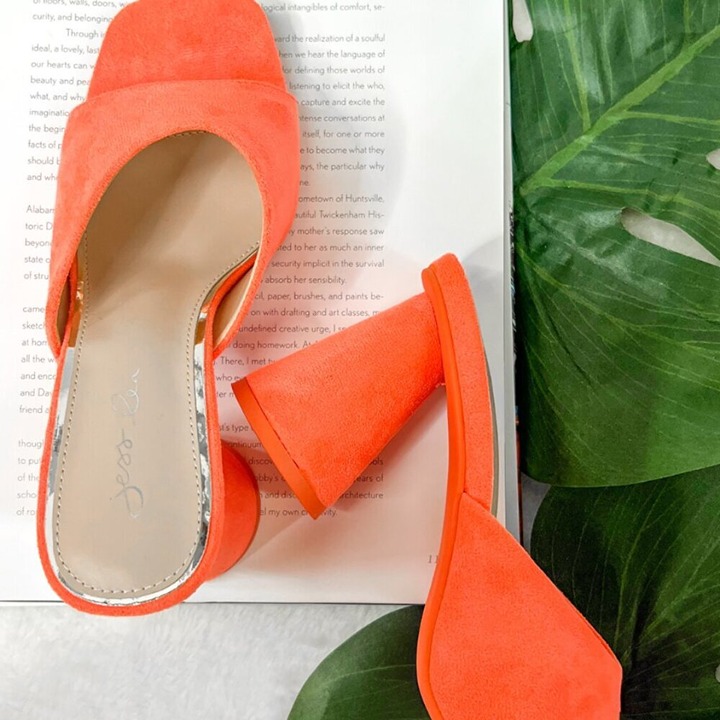 Orange Block Round Textured 3 Heel