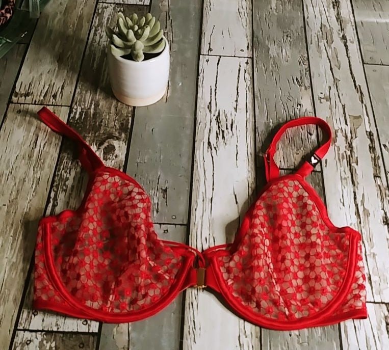 Victorias Secret Vintage Sheer Lace Demi Underwire 34B Burgundy NWOT Victorias Secret Vintage Sheer Lace Demi Underwire 34B Burgundy NWOT
