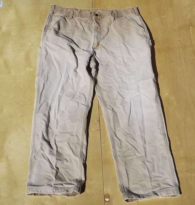 Carhartt Men Dungaree Khaki Pants, Size 38x30, Brown Carpenter Fit