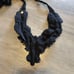 Ranjana Khan Jet Black Beaded Bib Statement Necklace with tie closure
