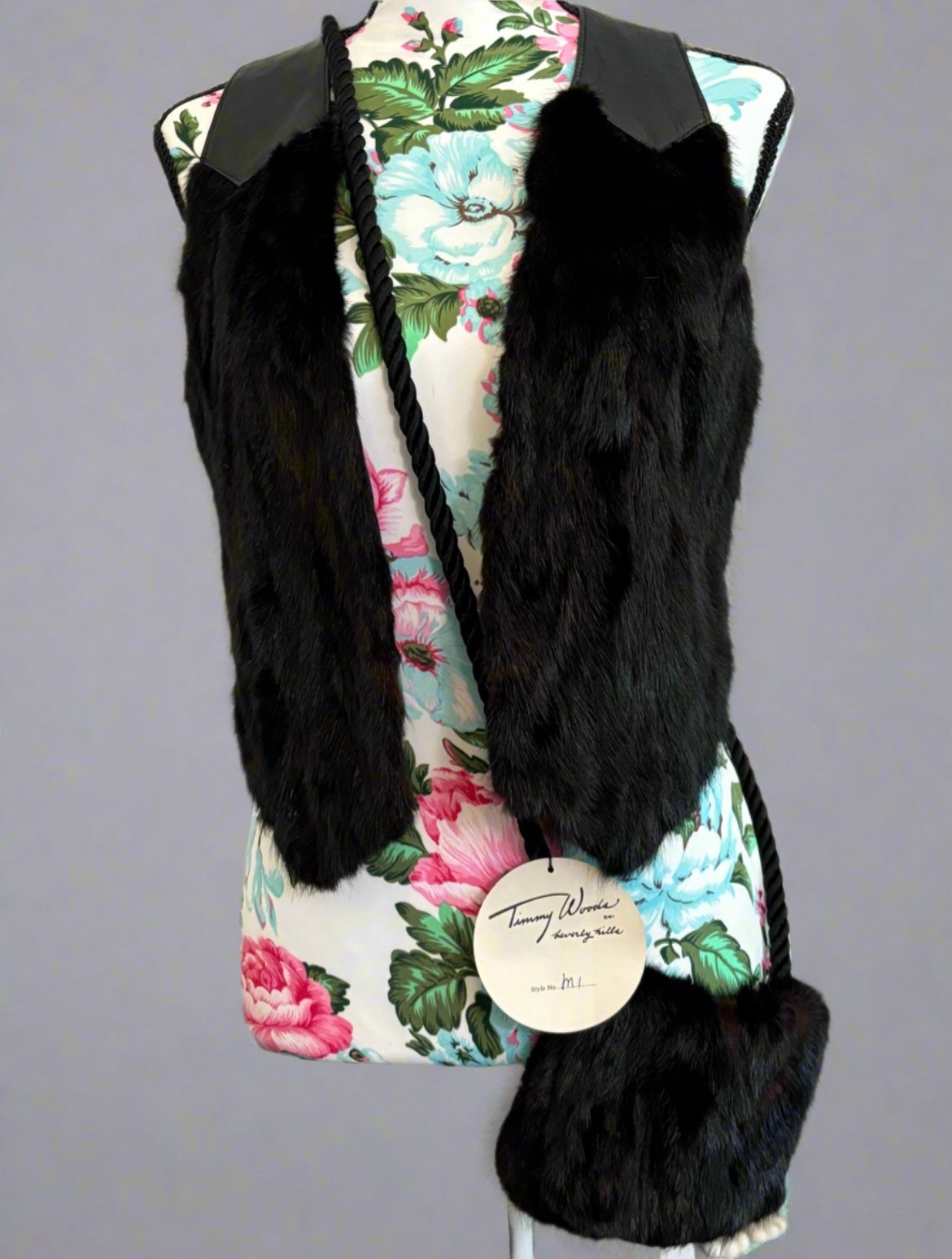 Timmy Woods 1977 Beverly Hills Leather and Fur Vest and Matching Purse Sz Small